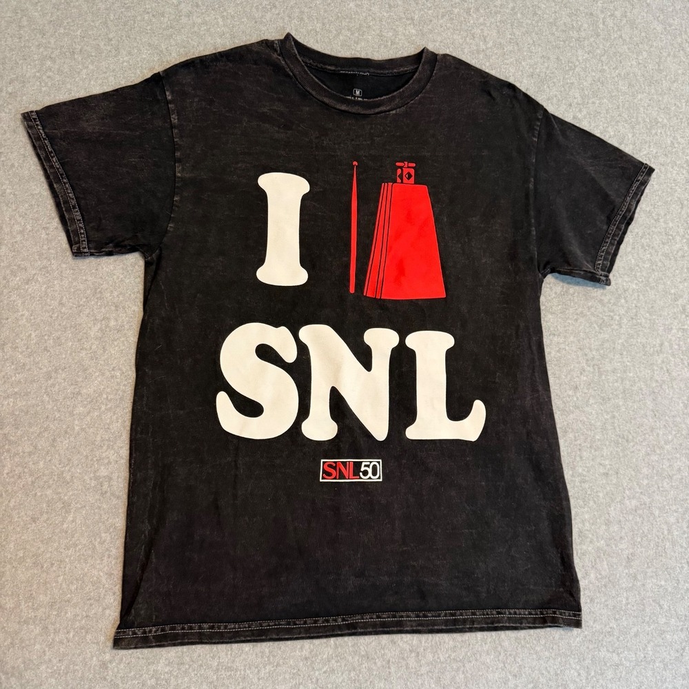 SNL Cowbell Mens Shirt Sz M Vintage Wash Graphic Black - Saturday Night Live 50
